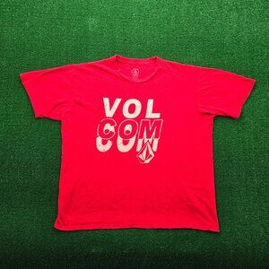 Volcom Tshirt Mens XL Red Short Sleeve Logo Graphic Casual Skater Surf Y2k‎ Tee